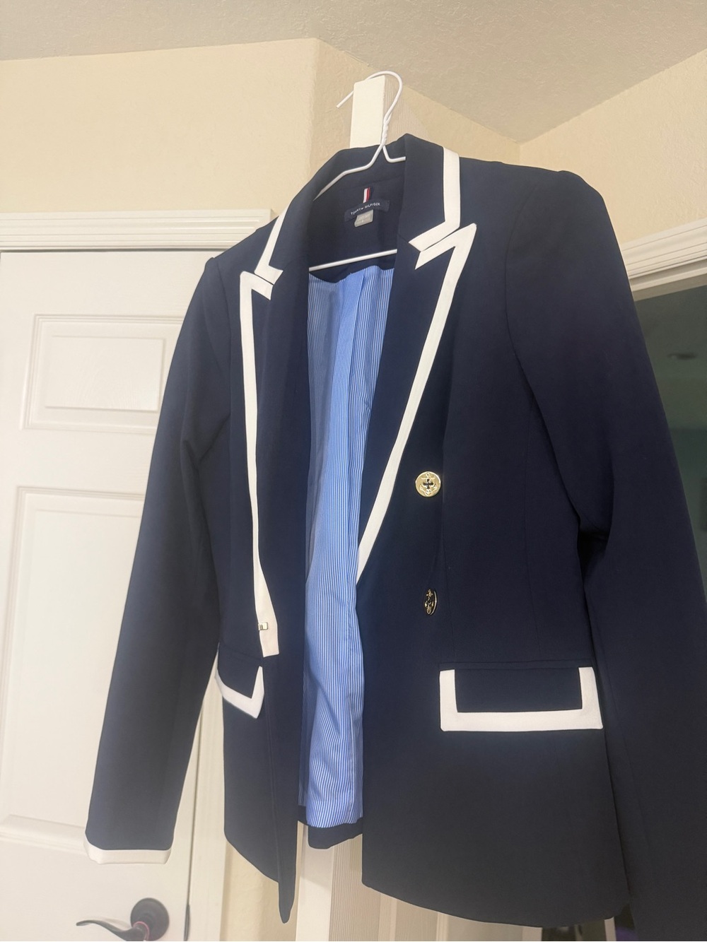Tommy Hilfiger Navy Blazer with White Piping new - Picture 2 of 5